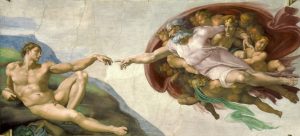 Painting by Michelangelo Buonarotti The Creation of Adam