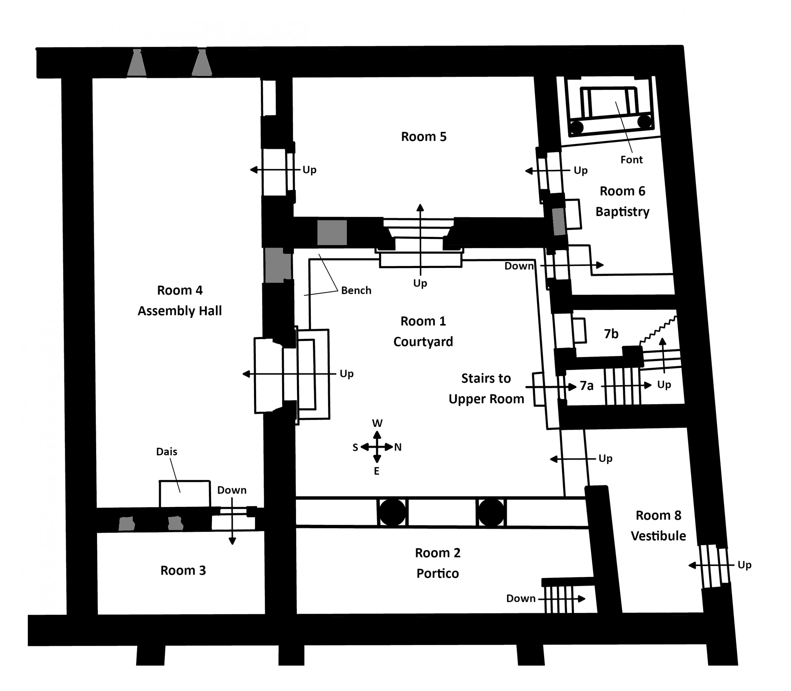 Floor plan of the Christian building at Dura Europos after renovation